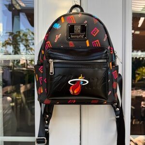 🥳Loungefly NBA Miami Heat Black Mini Backpack